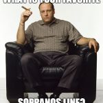 Tony Soprano | WHAT IS YOUR FAVORITE; SOPRANOS LINE? | image tagged in tony soprano | made w/ Imgflip meme maker