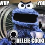 Delete cookies!? | WHY                              YOU; DELETE COOKIES | image tagged in cookie monster,cookies,delete,browser history,why | made w/ Imgflip meme maker