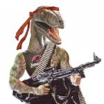 Dinosaur with a gun