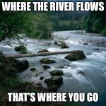 river | WHERE THE RIVER FLOWS; THAT'S WHERE YOU GO | image tagged in river | made w/ Imgflip meme maker
