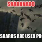 sharknado | SHARKNADO; WHERE SHARKS ARE USED PROPERLY. | image tagged in sharknado | made w/ Imgflip meme maker