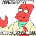 Zoidberg needs a cat form. | GRUMPY CAT IS GONE; BUT YOU STILL HAVE ZOIDBERG | image tagged in why not zoidberg,grumpy cat | made w/ Imgflip meme maker