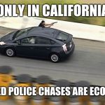 The Gun is Bigger Than the Car | ONLY IN CALIFORNIA; HIGH SPEED POLICE CHASES ARE ECO-FRIENDLY | image tagged in only in california,gangsters,california,police | made w/ Imgflip meme maker