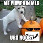 numnum am | ME PUMPKIN MLG; URS NOOBY | image tagged in numnum am | made w/ Imgflip meme maker