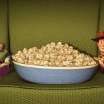 Woody and Buzz eating popcorn