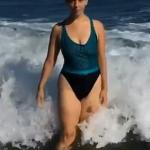 Sultry blonde in the surf meme