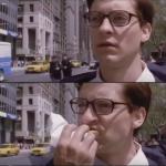 Peter parker eating a hot dog meme