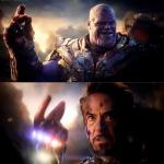 Tony Stark ando Thanos meme