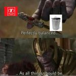 T Trash | image tagged in thanos balanced things,pewdiepie,t series | made w/ Imgflip meme maker