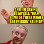 Stupid Memes | I'M SCROLLING THROUGH  THE MEMES ON IMGFLIP; AND I'M SAYING TO MYSELF, "MAN, SOME OF THESE MEMES ARE FRIGGIN' STUPID!"; THEN I NOTICED. . . THESE STUPID MEMES ARE MINE | image tagged in rodney,memes,bad pun dangerfield,stupid,imgflip humor,what if i told you | made w/ Imgflip meme maker