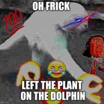 Dank when you walking meme | OH FRICK; LEFT THE PLANT ON THE DOLPHIN | image tagged in dank when you walking meme | made w/ Imgflip meme maker