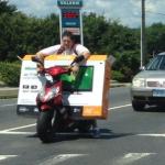 Scooter delivering TV