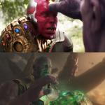 Thanos taking the mind stone