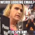It's Ma'am | WEIRD LOOKING EMAIL? IT IS SPA'AM! | image tagged in it's ma'am | made w/ Imgflip meme maker