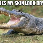 Alligator face | DOES MY SKIN LOOK DRY? | image tagged in alligator face | made w/ Imgflip meme maker