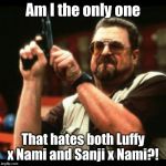 Gun guy | Am I the only one That hates both Luffy x Nami and Sanji x Nami?! | image tagged in gun guy,anime,onepiece | made w/ Imgflip meme maker