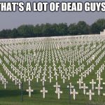 ww2 graves | THAT'S A LOT OF DEAD GUYS! | image tagged in ww2 graves | made w/ Imgflip meme maker