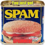 Can of Spam | You just got; SPAMMED! | image tagged in can of spam | made w/ Imgflip meme maker
