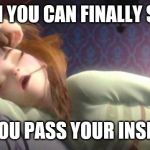 Frozen Anna Sleeping | WHEN YOU CAN FINALLY SLEEP; AFTER YOU PASS YOUR INSPECTION | image tagged in frozen anna sleeping | made w/ Imgflip meme maker