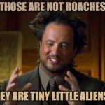 Perfectly Rational Explanation | THOSE ARE NOT ROACHES; THEY ARE TINY LITTLE ALIENS... | image tagged in perfectly rational explanation | made w/ Imgflip meme maker