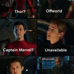 Thor Unavailable Captain Marvel Off World meme