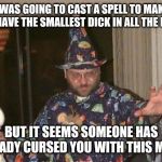 Installation Wizard Welcome to the Internet | I WAS GOING TO CAST A SPELL TO MAKE YOU HAVE THE SMALLEST DICK IN ALL THE LANDS; BUT IT SEEMS SOMEONE HAS ALREADY CURSED YOU WITH THIS MAGIC | image tagged in installation wizard welcome to the internet | made w/ Imgflip meme maker