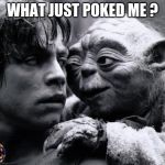 Yoda & Luke | WHAT JUST POKED ME ? | image tagged in yoda  luke | made w/ Imgflip meme maker
