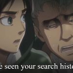 Attack on Titan memes | I've seen your search history | image tagged in attack on titan memes | made w/ Imgflip meme maker