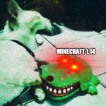cat vs alligator | FORTNITE; MINECRAFT 1.14 | image tagged in cat vs alligator | made w/ Imgflip meme maker