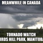 meanwhile in canada | MEANWHILE IN CANADA; TORNADO WATCH; BIRDS HILL PARK, MANITOBA. | image tagged in birds hill park manitoba,tornado,meme,memes,meanwhile in canada | made w/ Imgflip meme maker