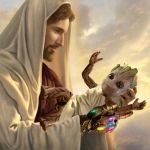 Infinity Jesus - Deviantart Week 2: a Raydog and TigerLegend 1046 event | image tagged in infinity jesus,deviantart week,avengers infinity war,jesus,baby groot | made w/ Imgflip meme maker