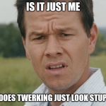 Huh  | IS IT JUST ME; OR DOES TWERKING JUST LOOK STUPID? | image tagged in huh | made w/ Imgflip meme maker