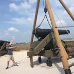 Guy next to giant cannon at Old Fort Jackson meme
