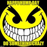 happy hump day | HAPPY HUMP DAY; DO SOMETHING CRAZY | image tagged in have a nice day,happy hump day,meme,memes,funny face | made w/ Imgflip meme maker