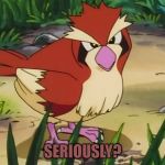 Pidgey is tired of everyone's bullshit. | SERIOUSLY? | image tagged in pidgey,seriously face | made w/ Imgflip meme maker