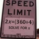 Speed limit math meme
