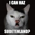 Hitler Cat | I CAN HAZ; SUDETENLAND? | image tagged in hitler cat | made w/ Imgflip meme maker