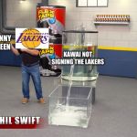 phil swift patching a hole | DANNY GREEN; KAWAI NOT SIGNING THE LAKERS | image tagged in phil swift patching a hole | made w/ Imgflip meme maker