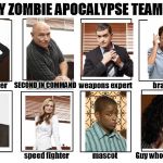 Calling all Psych-o's (psych fans) | SECOND IN COMMAND | image tagged in zombie apocalypse team,psych | made w/ Imgflip meme maker