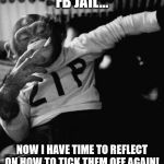 Monkey | FB JAIL... NOW I HAVE TIME TO REFLECT ON HOW TO TICK THEM OFF AGAIN! | image tagged in monkey | made w/ Imgflip meme maker