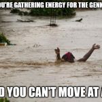 Huge drawback | WHEN YOU'RE GATHERING ENERGY FOR THE GENKI-DAMA; AND YOU CAN'T MOVE AT ALL | image tagged in diarrhea woman,dragon ball,goku spirit bomb,fun | made w/ Imgflip meme maker