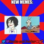 New Memes ??Rocko and Parker❤? | NEW MEMES:; 💙💜Rocko and Parker❤💕 | image tagged in meme background,rocko | made w/ Imgflip meme maker