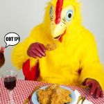 Chicken eating chicken | CANNIBALISM ?! COT !?! THAT'S JUST A POINT OF VIEW ! | image tagged in chicken eating chicken | made w/ Imgflip meme maker