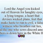 Lord The Angel Kicked Out Of Heaven In White House