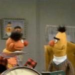 Bert and Ernie argue over Anne Frank's drum set from WW2