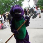Barney with a axe