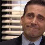 Michael Scott sad with smile