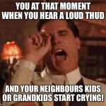 Laugh | YOU AT THAT MOMENT WHEN YOU HEAR A LOUD THUD; AND YOUR NEIGHBOURS KIDS OR GRANDKIDS START CRYING! | image tagged in laugh | made w/ Imgflip meme maker