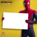 Spider-Man holding a Sign