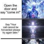 expanding brain: full | Saying "Some ones in here!" when someone knocks on the bathroom door; Clearing your throat; Knock back; Shit louder; Open the door and say "come in!"; Say "Your call cannot be forwarded please try again later."; Have someone else answer the door; Crawl underneath and go into someone else's stall; Shit in the urinal so no one will knock on the door. | image tagged in expanding brain full | made w/ Imgflip meme maker